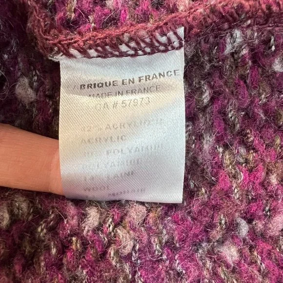 Tricots Jean Marc Tunic Sweater M Purple Open Knit Wool Mohair Blend Womens - Picture 11 of 11